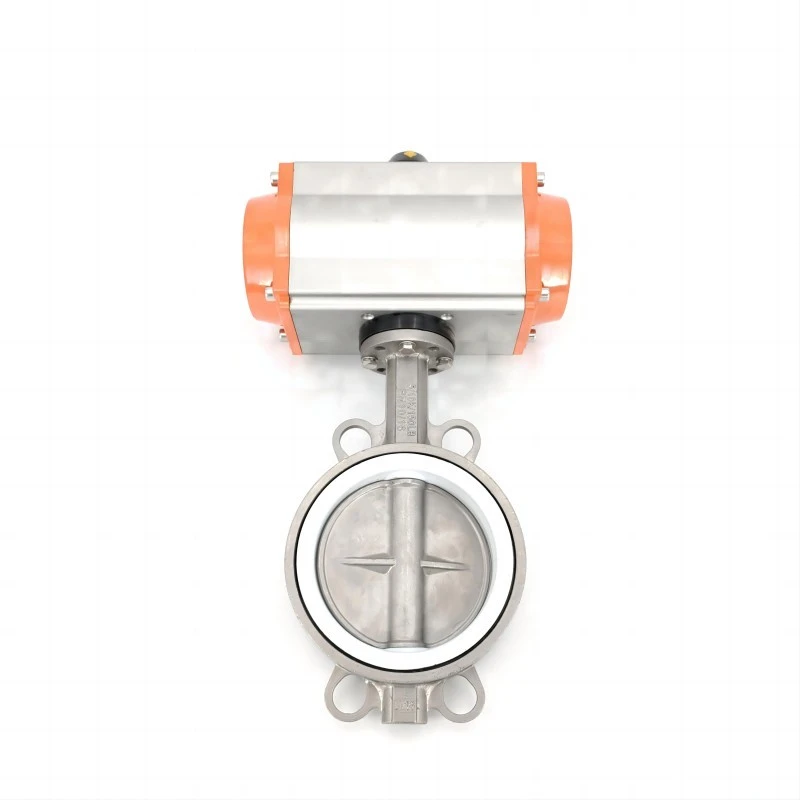 Pneumatic Stainless Steel PTFE Wafer Butterfly Valve Back Detail View