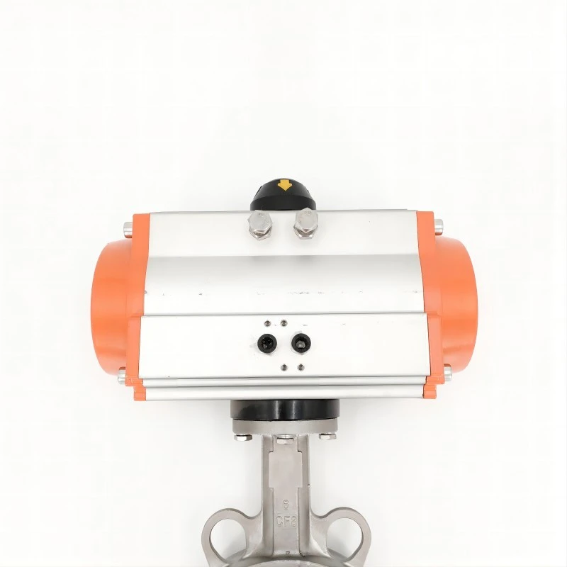 Pneumatic Stainless Steel PTFE Wafer Butterfly Valve Back Detail View