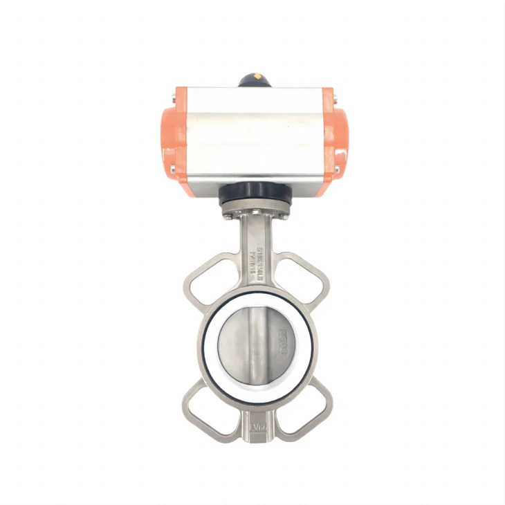 วาล์วผีเสื้อเวเฟอร์นิวเมติกสแตนเลส PTFE