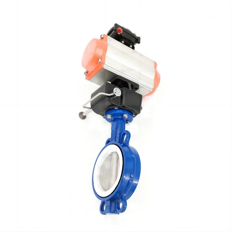 Pneumatic Wafer Butterfly Valve with Manual Mechanism detail Pneumatic Wafer Butterfly Valve with Manual Mechanism detail